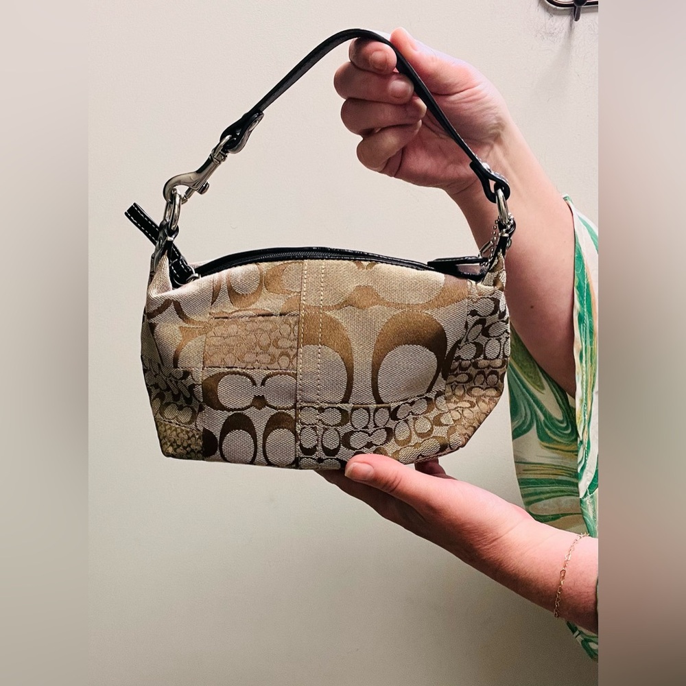 Coach Brown Shoulder Bag with Signature Pattern